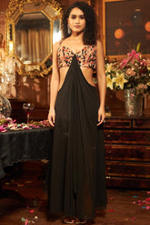 Black georgette draped dress